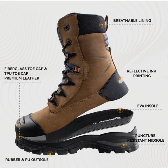 Work Boots Lightweight Breathable Safety Steel Toe Boots for Men Puncture Proof - Picture 4 of 5